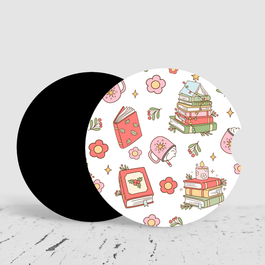 Christmas Books Car Coasters