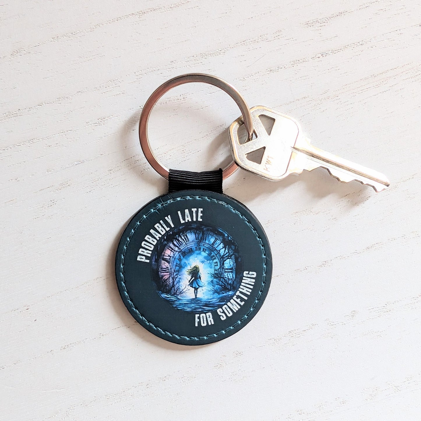 Probably Late for Something Keychain