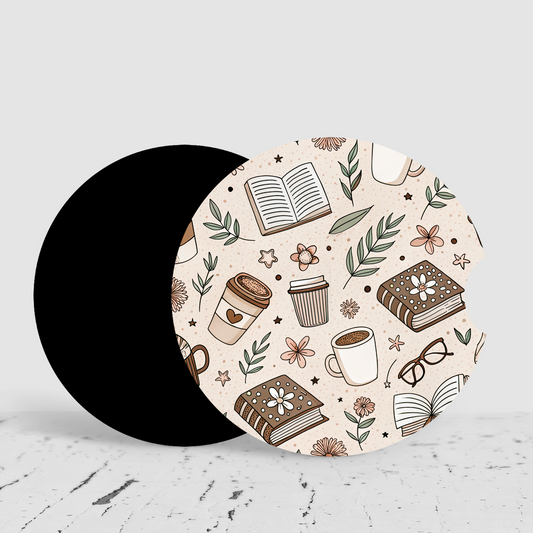 Books & Coffee Car Coasters