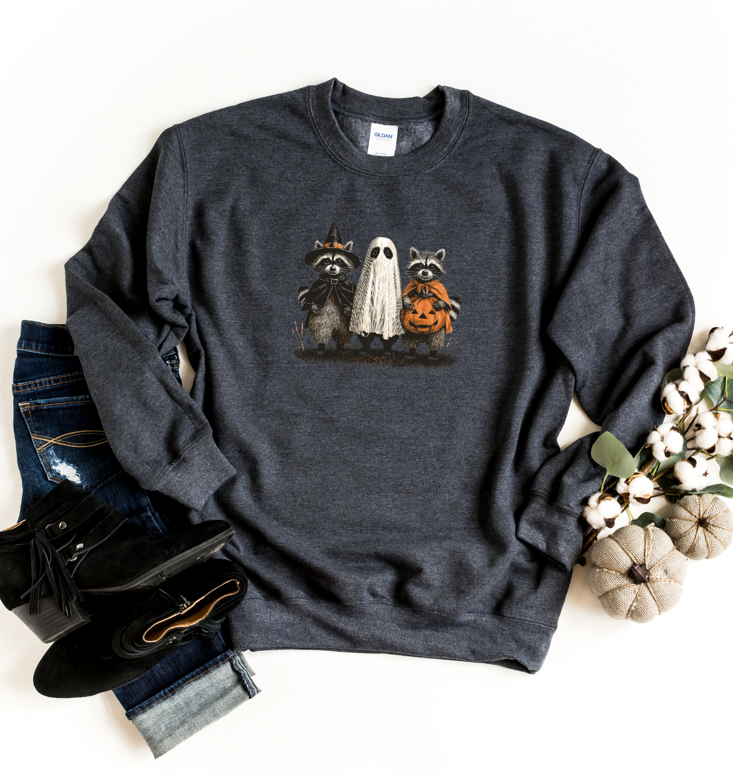 Trick or Treat Racoons Crewneck