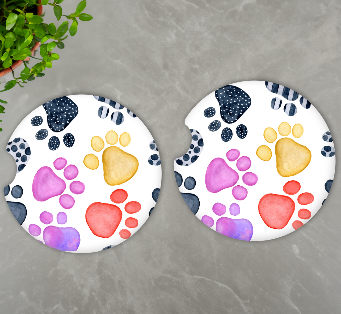 Paw Print Car Coasters