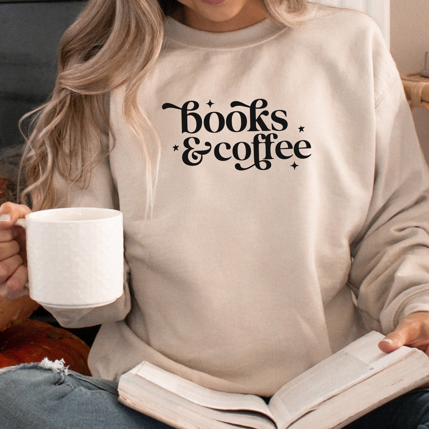 Books & Coffee Unisex Crewneck