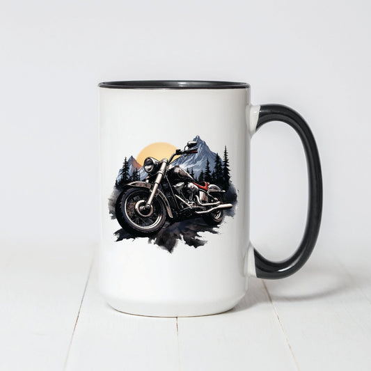 Motorcycle and Mountains Coffee Mug