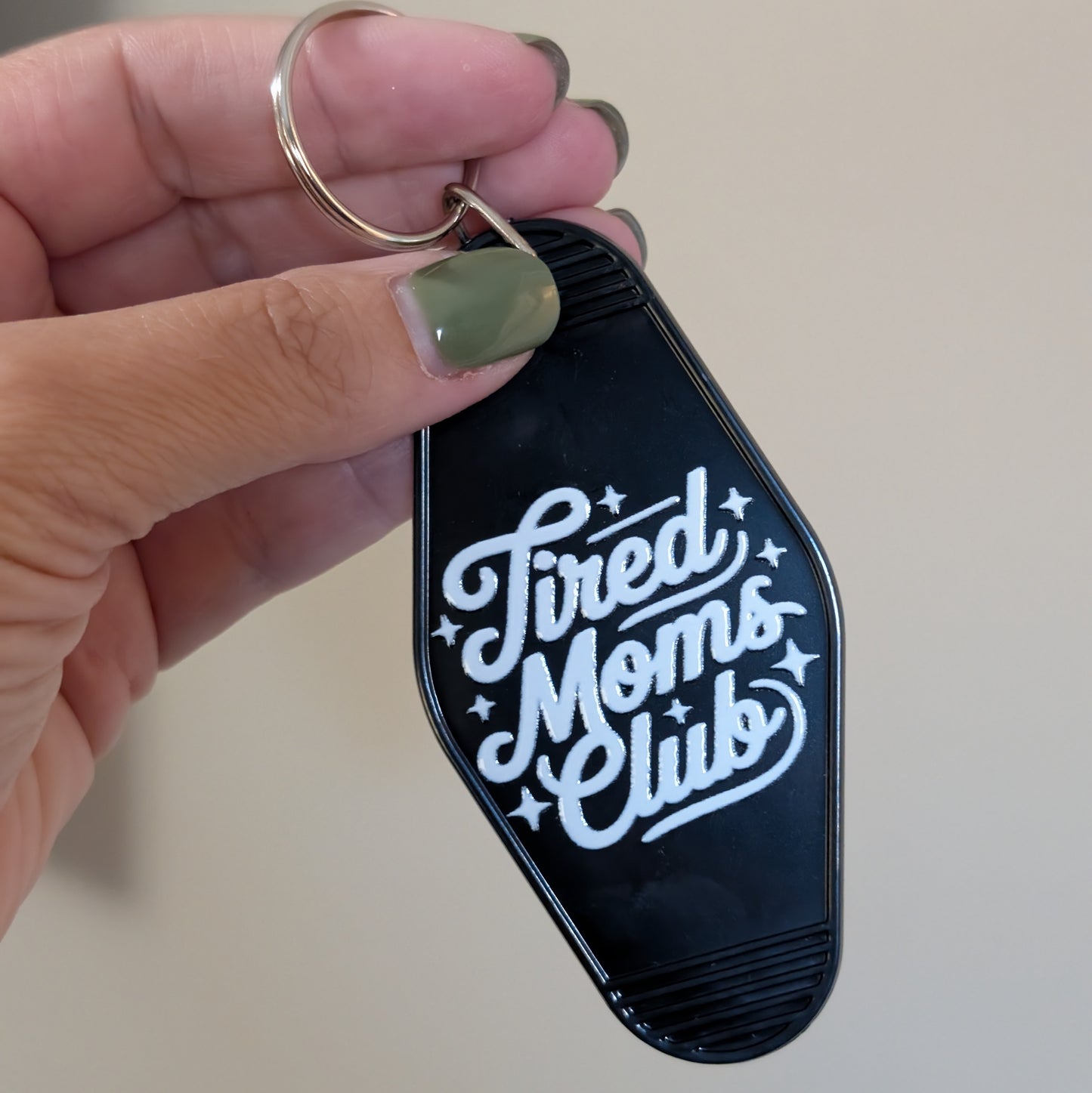 Tired Mom Club Motel Keychain