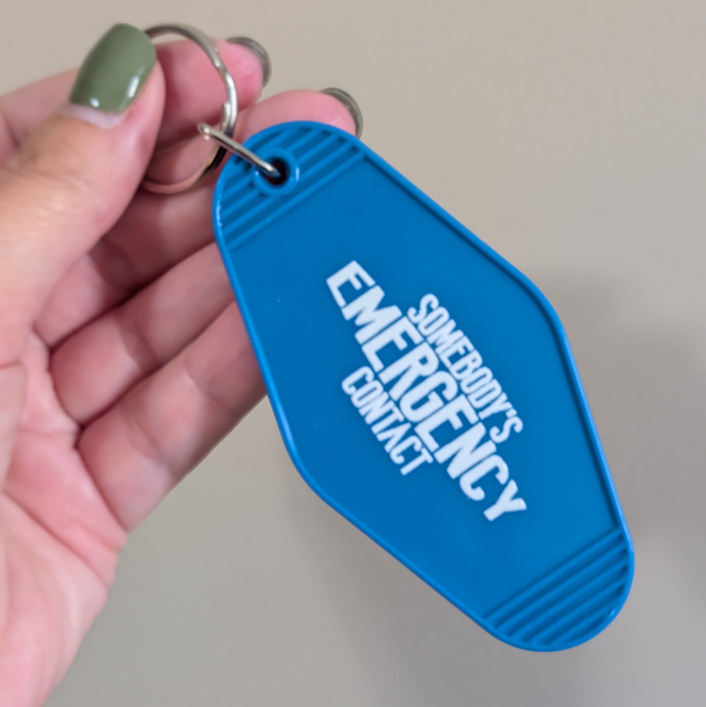 Emergency Contact Motel Keychain