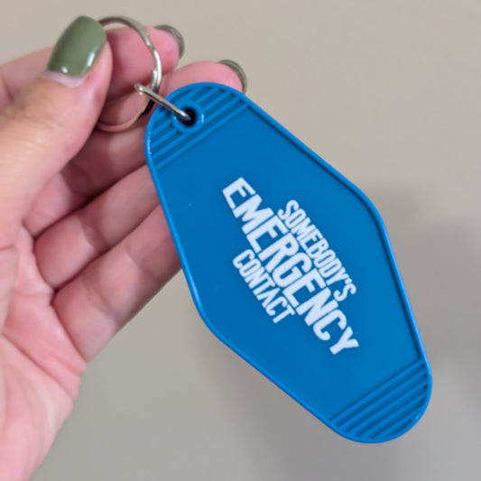 Emergency Contact Motel Keychain