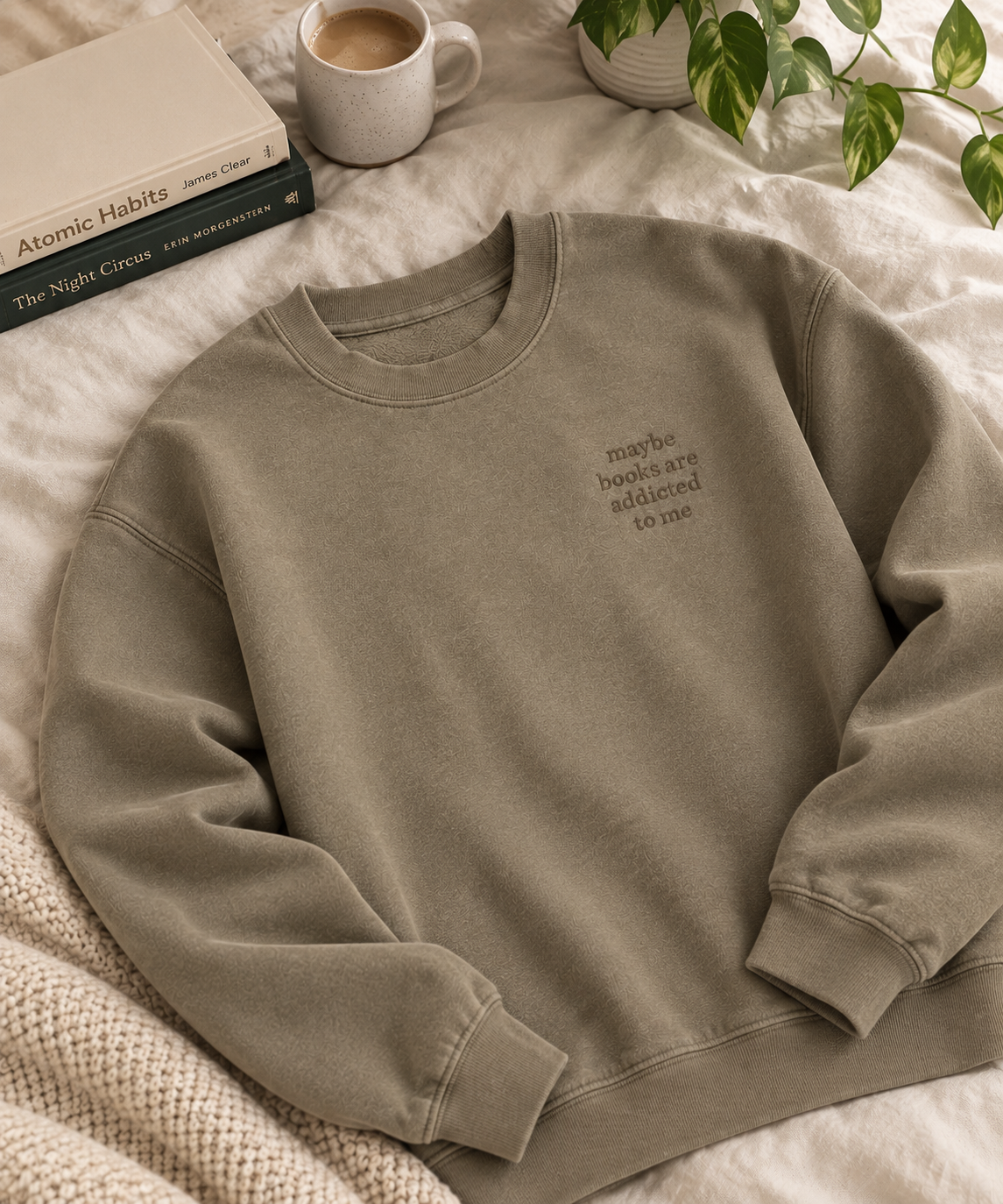 Maybe Books Embroidered Sweater